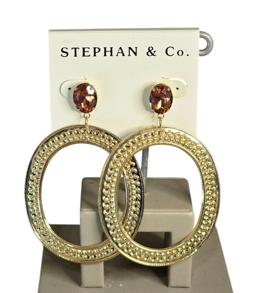 Stephan & Co Women’s Trendy Hollow Light Weight Gold Plated Brown Earrings