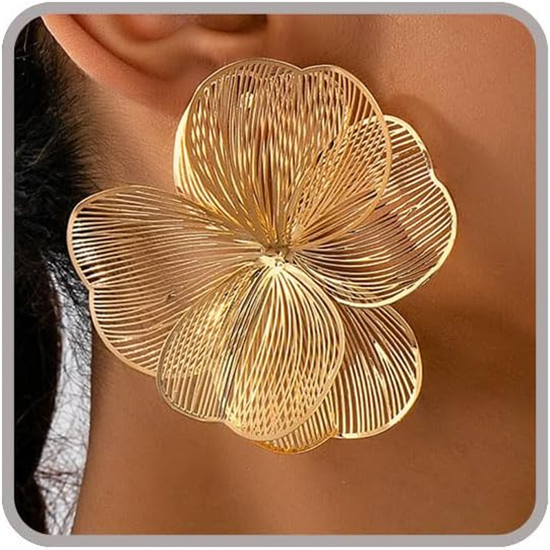 Gold Flower Earrings for Women Big Statement Earrings for Women Silver Black Red