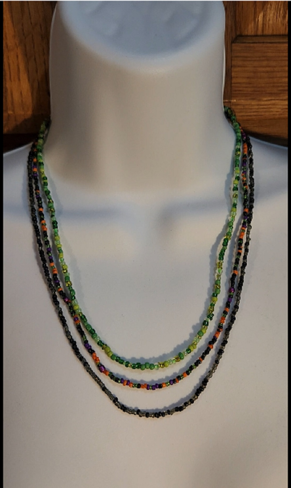 STRONG New Seed Bead Necklace Delicate 16-20″ adjustable HANDMADE USA