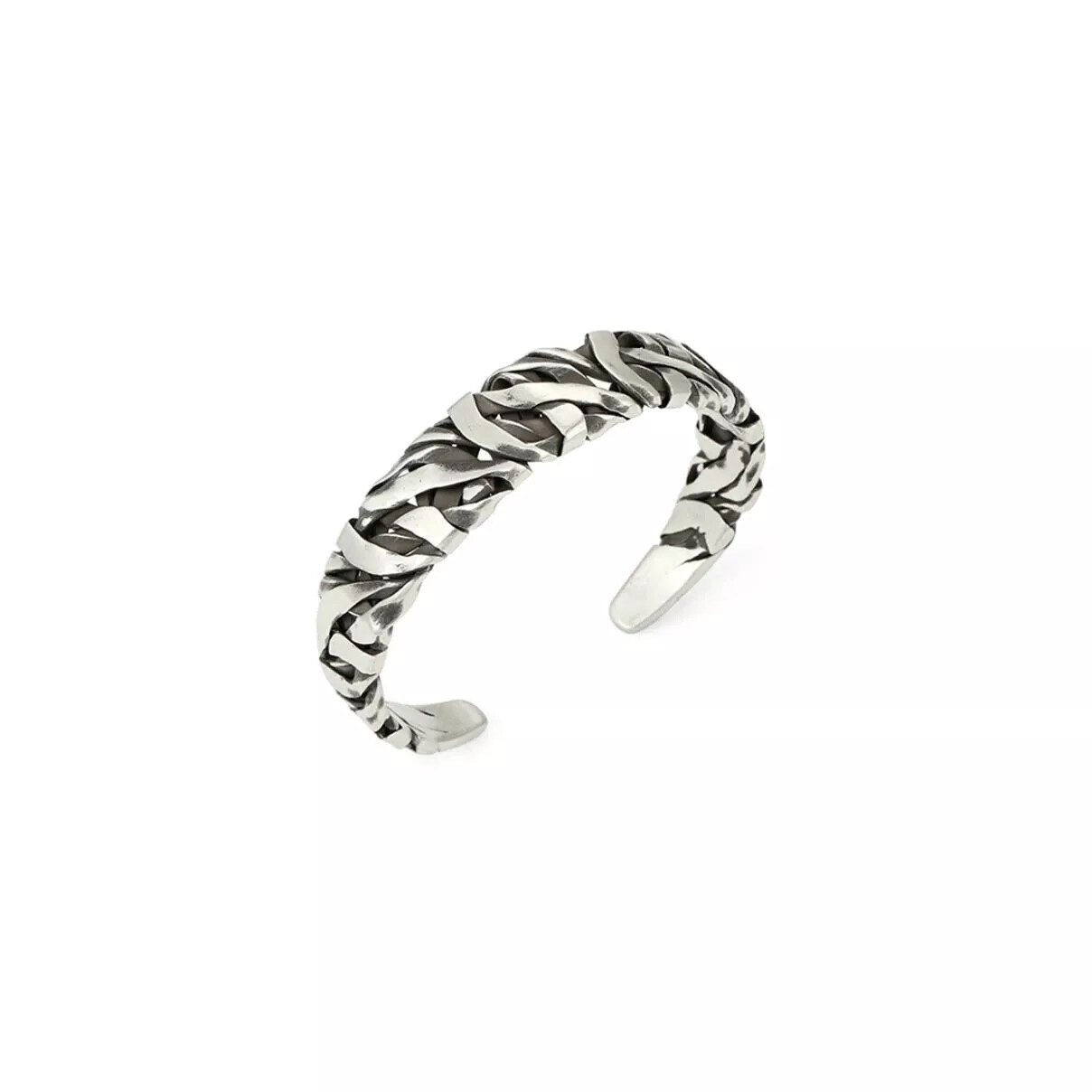 Men’s Retro Twisted Open Wide Bracelet Sterling Silver Bangle Jewelry Gift USA