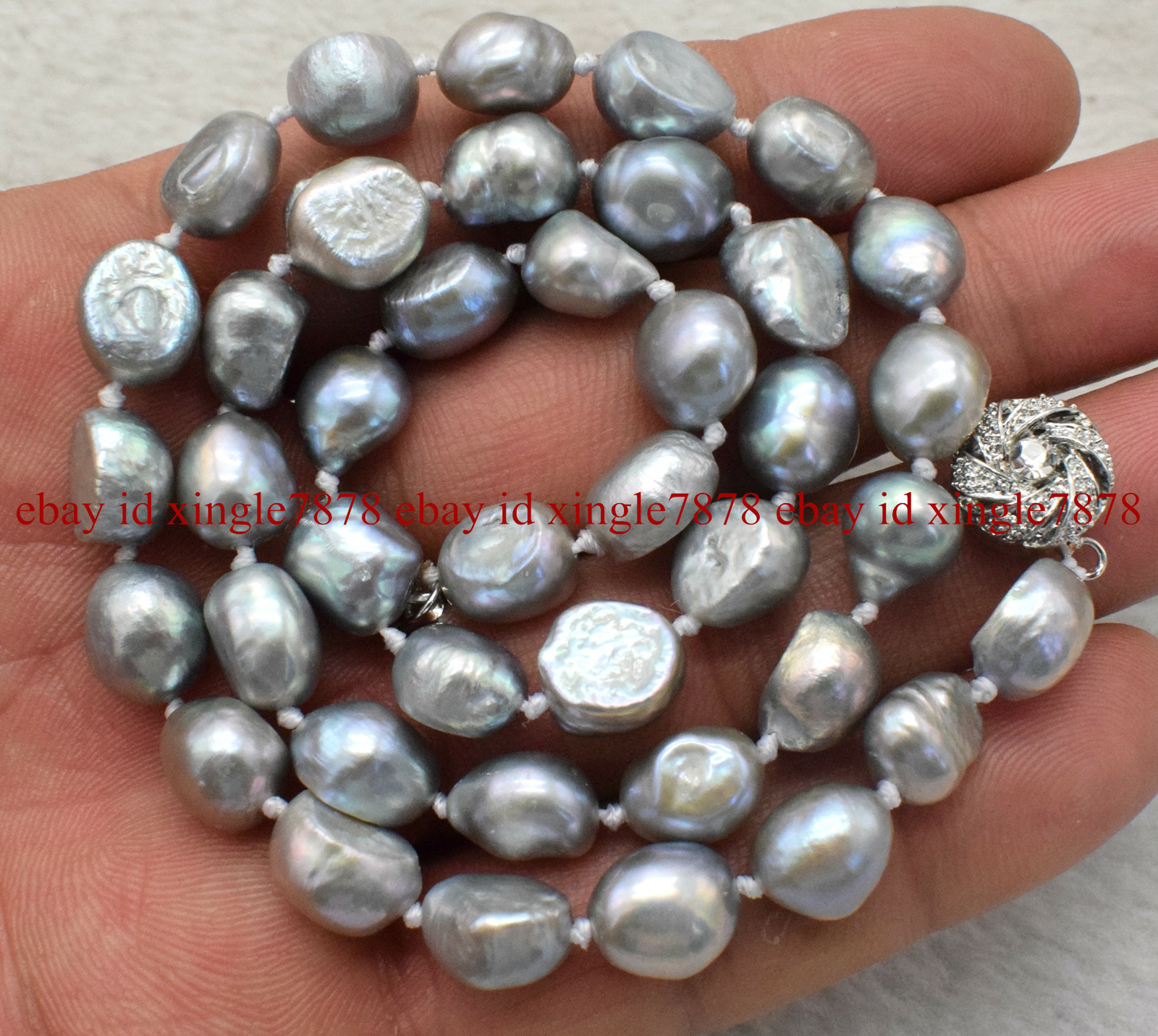 Natural 8-9mm Gray Freshwater Baroque Pearl Necklace 20″