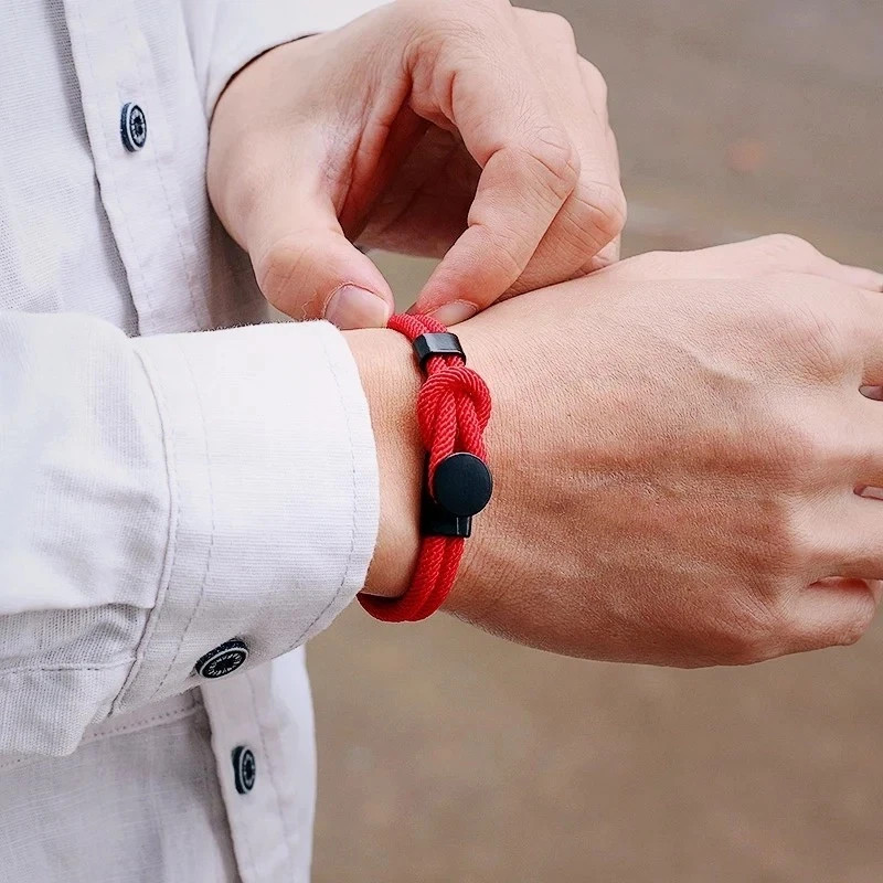 Men’s Double Layer Rope Bracelet Nylon Cord Adjustable Knot Wrist Band Gift