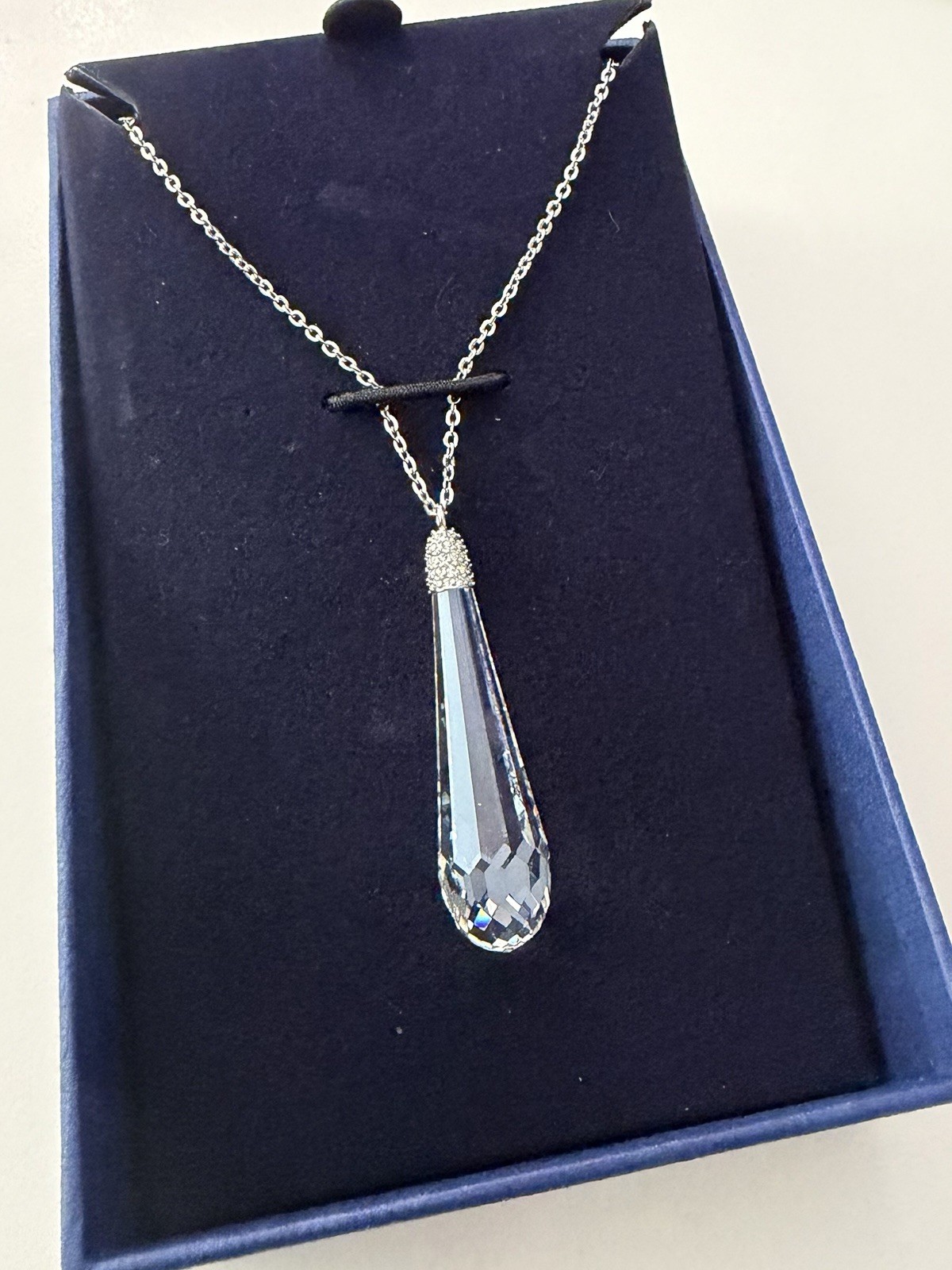 Swarovski Silver-Plated Pavé Crystal Teardrop Pendant Necklace 5012483