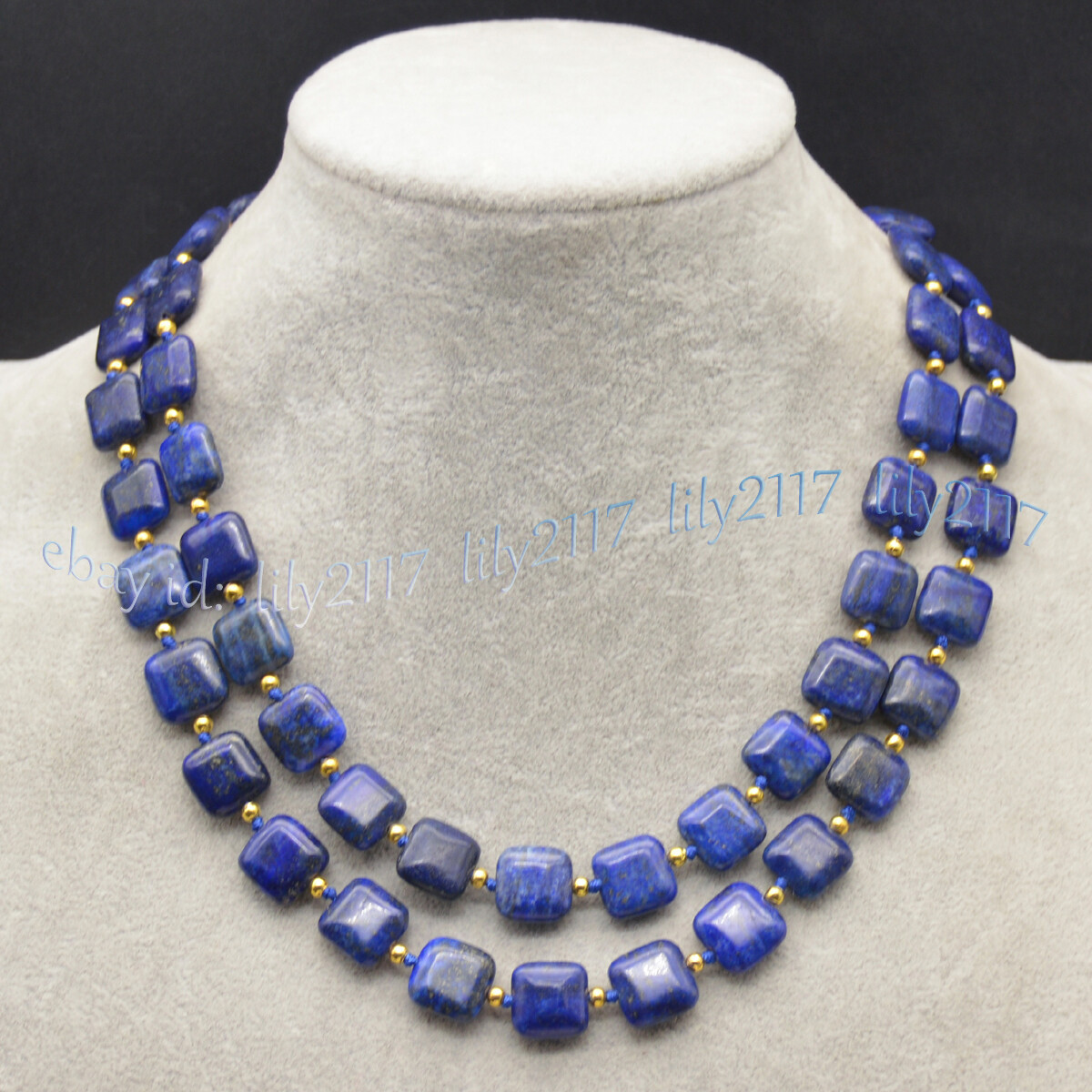 Natural Blue Lapis Lazuli 12mm Flat Square Gemstone Beads Necklace 14-100 inches