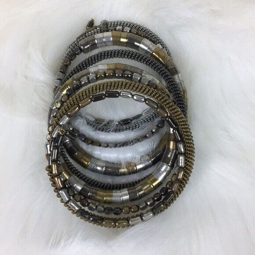 Wrap Coil Bracelet Chunky Bold Boho Cowgirl Tri Colored Mixed Metal Retro Y2K