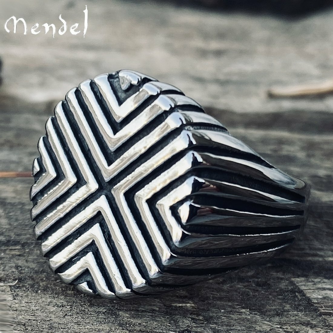 MENDEL Fashion Cool Mens Stainless Steel Biker Geometric Ring Size 8 9 10 11-13
