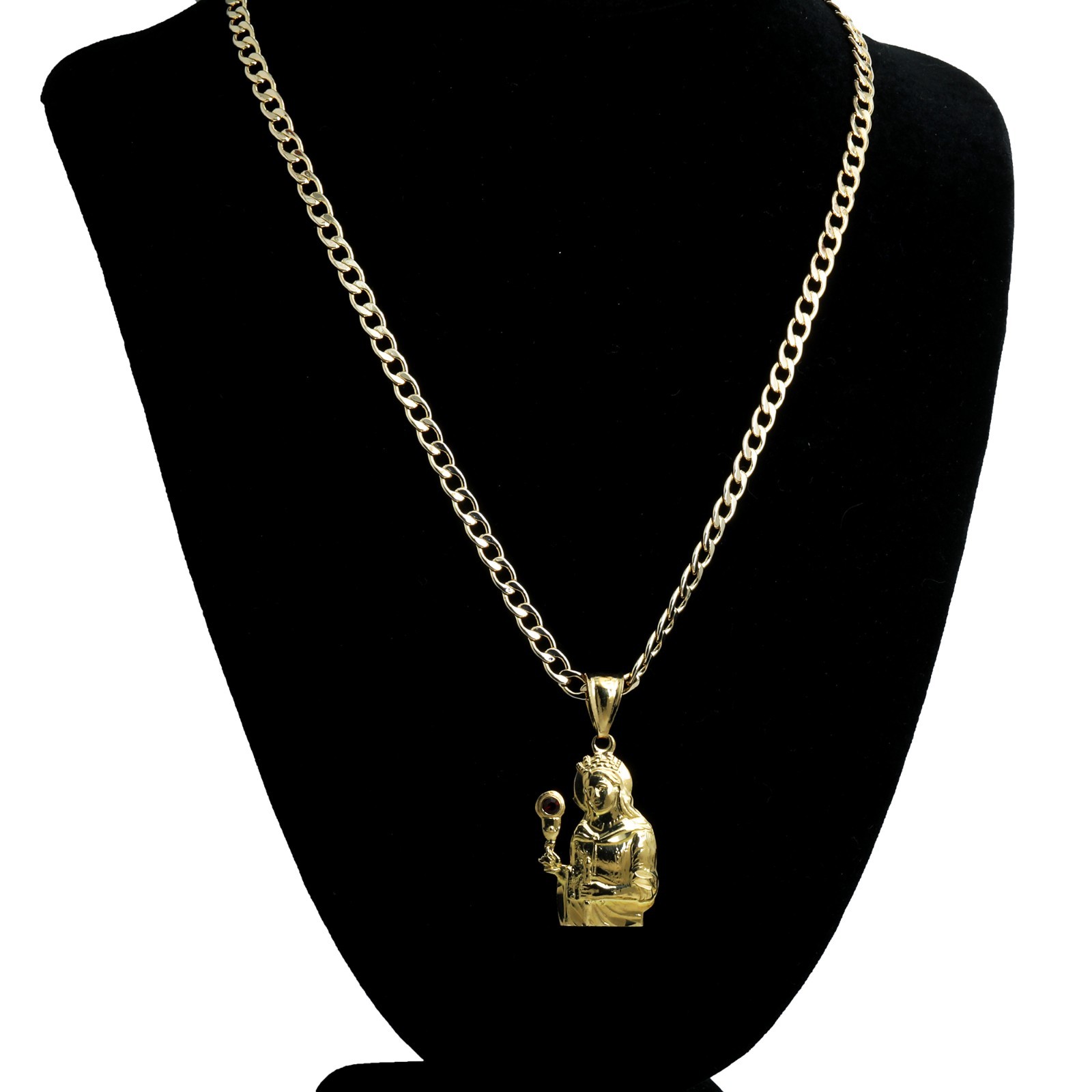Saint Barbara Charm Pendant 14k Gold Plated Brass 5mm 20″ Cuban Choker Chain