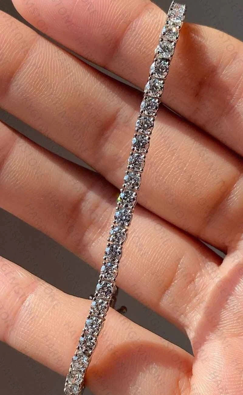 Round Cut 6.0Ct Moissanite Daily Wear Tennis Bracelet in 14K White Gold Plated