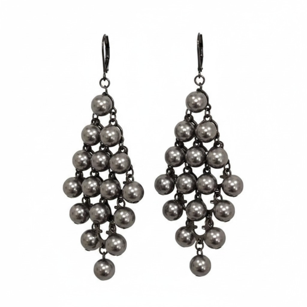APT. 9 Women’s Gunmetal Plated Faux Gray Pearl Leverback Earrings NWT