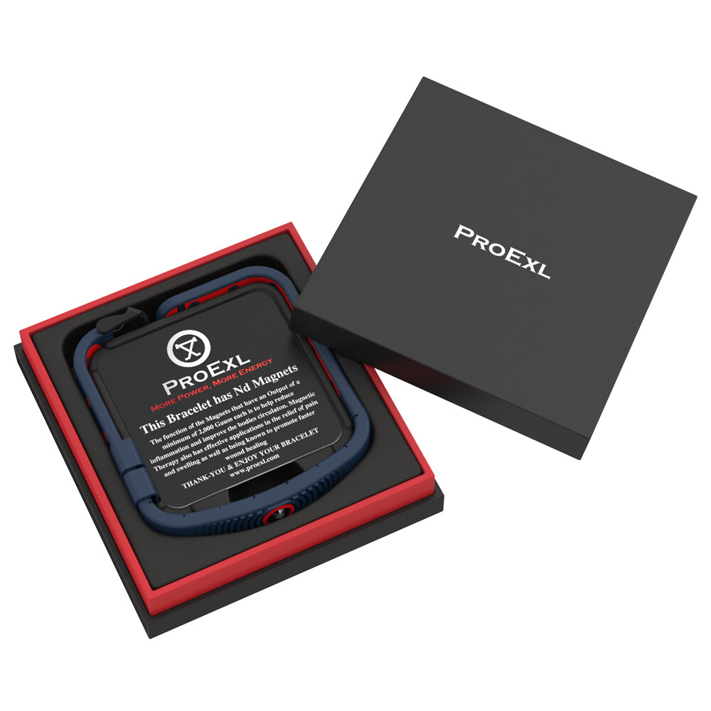 PROEXL 18K SPORTS MAGNETIC BRACELET – WATERPROOF – BREATHABLE STRAP – RED – GRAY