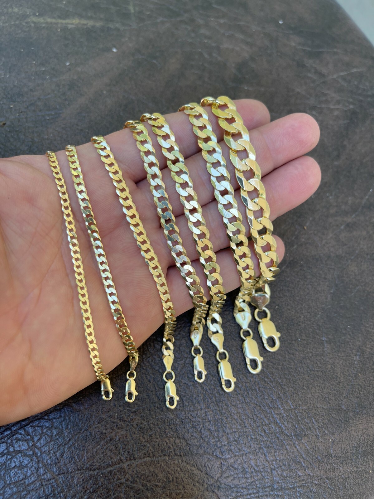 Real 14k Gold Plated Solid 925 Sterling Silver Flat Cuban Bracelet Mens Ladies