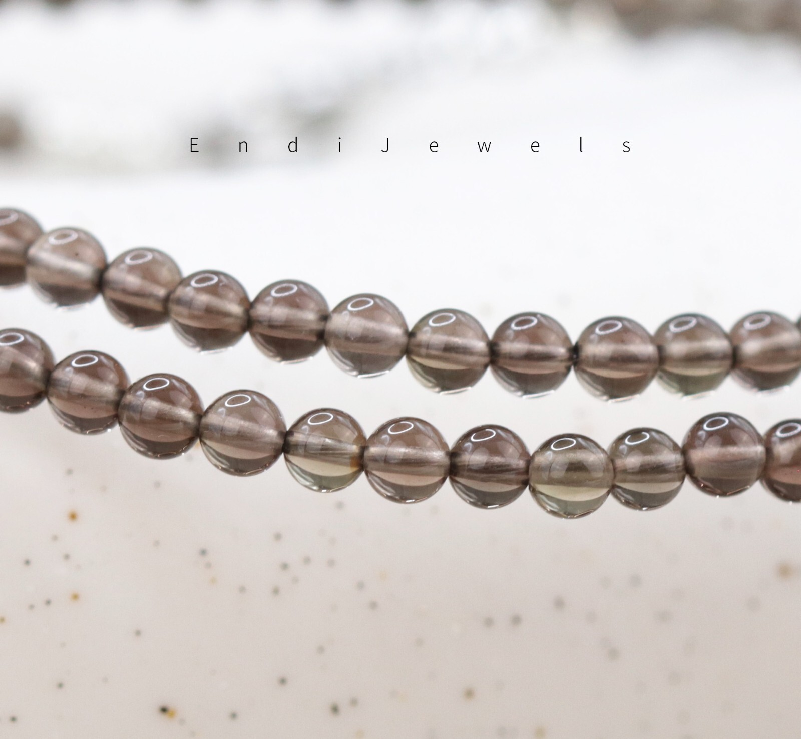 Natural Smoky quartz Small 3mm Round Beaded Choker adjustable 15 to 17 inches