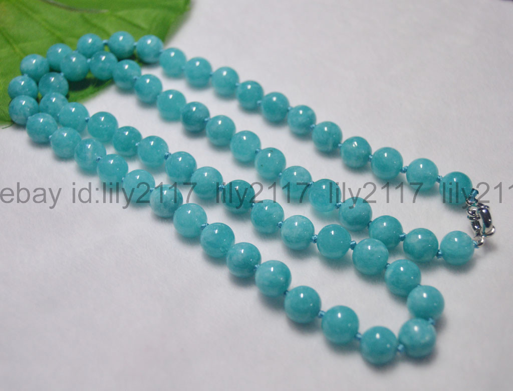 10mm Natural Amazonite Blue Gemstone Round Beads Necklaces 14-36inches