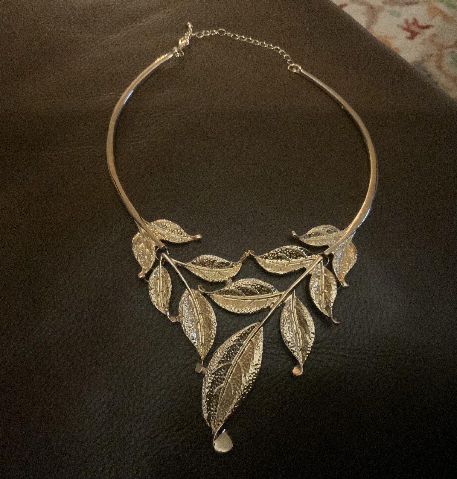 Leaf Necklace Zara Gold Statement Branch Chain Boho Retro Botanical Choker VTG