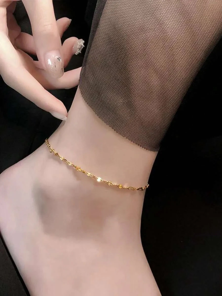 1pc Minimalist Stainless Steel Chain Anklet, Suitable For Vacation And Beach