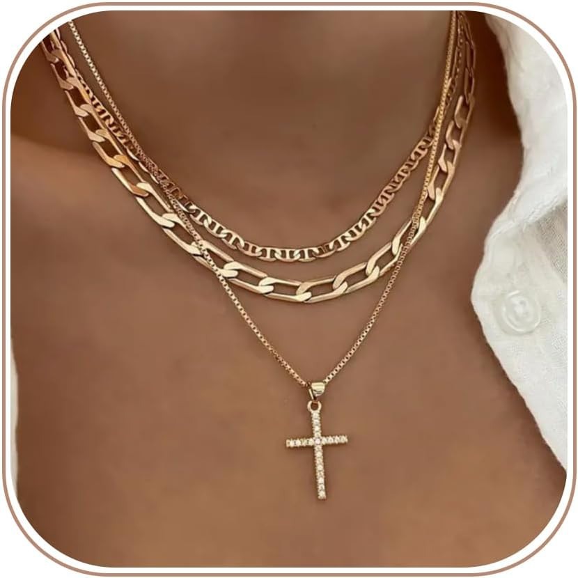 Cross Necklace for Women,Stackable Stacked Stacking Layering Layered Necklaces D