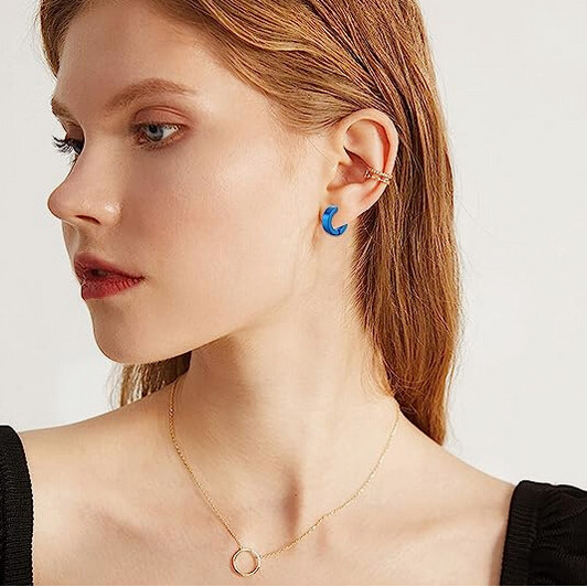 2PCS Non-Piercing Earrings Ear Clip Fake Ear Hoops for Men Women Stainless Steel