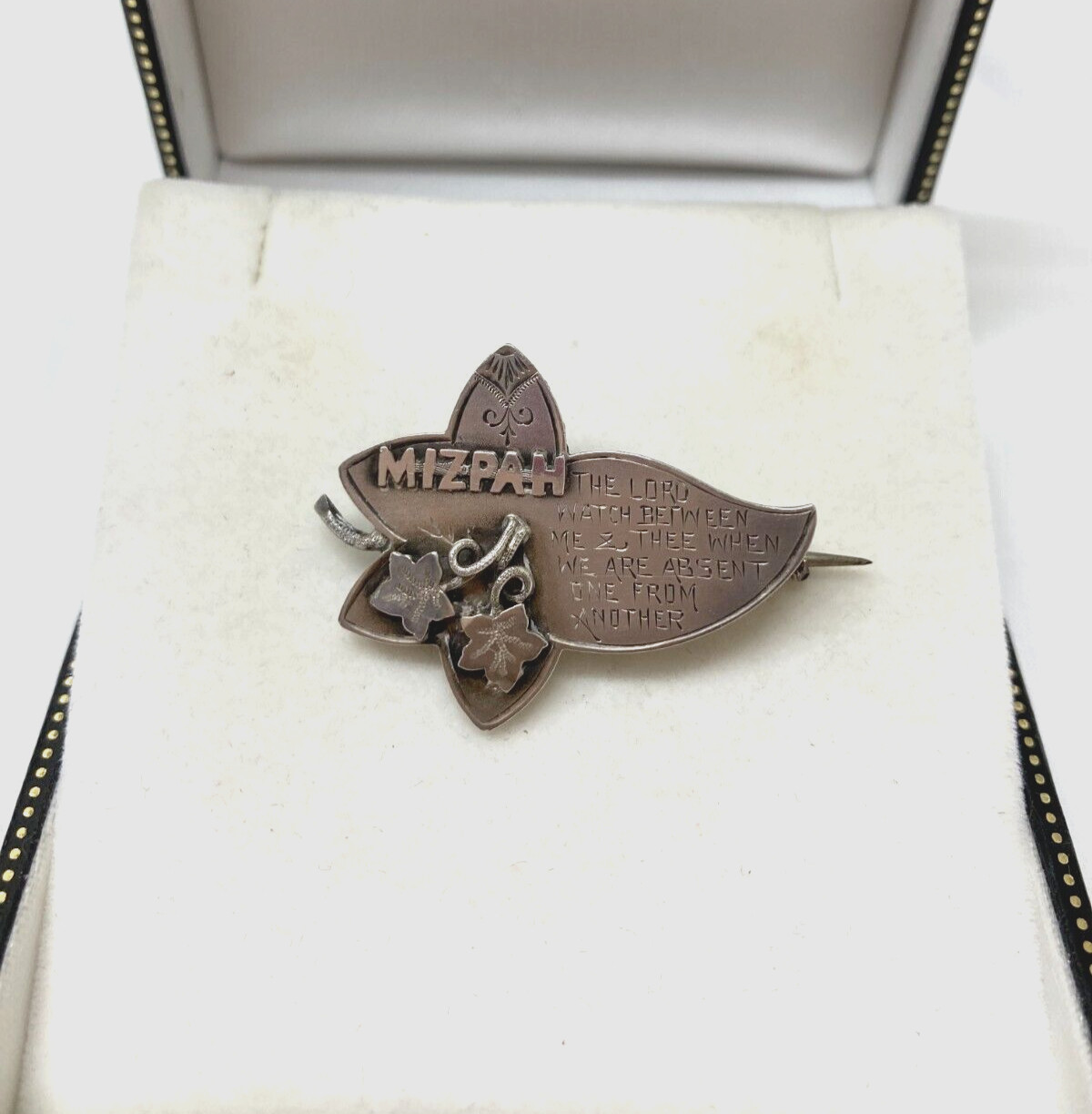 VintageAntique Jewellery Beautiful Signed Mizpah Sterling Silver Brooch Pin