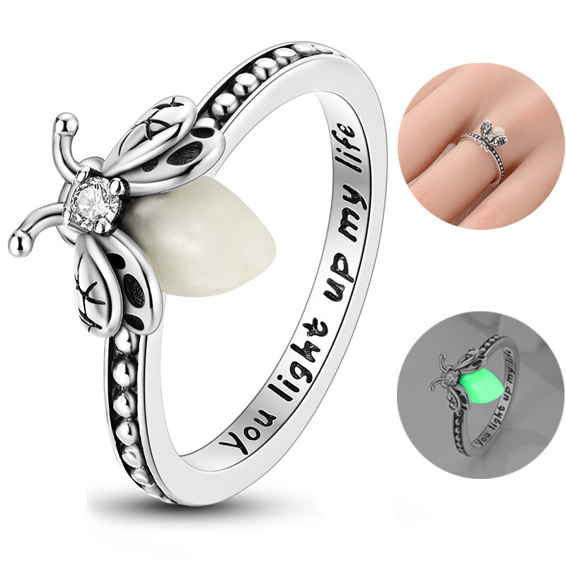MULA Original Luminous Firefly Finger Ring CZ Women Jewelry 925 Silver Plated