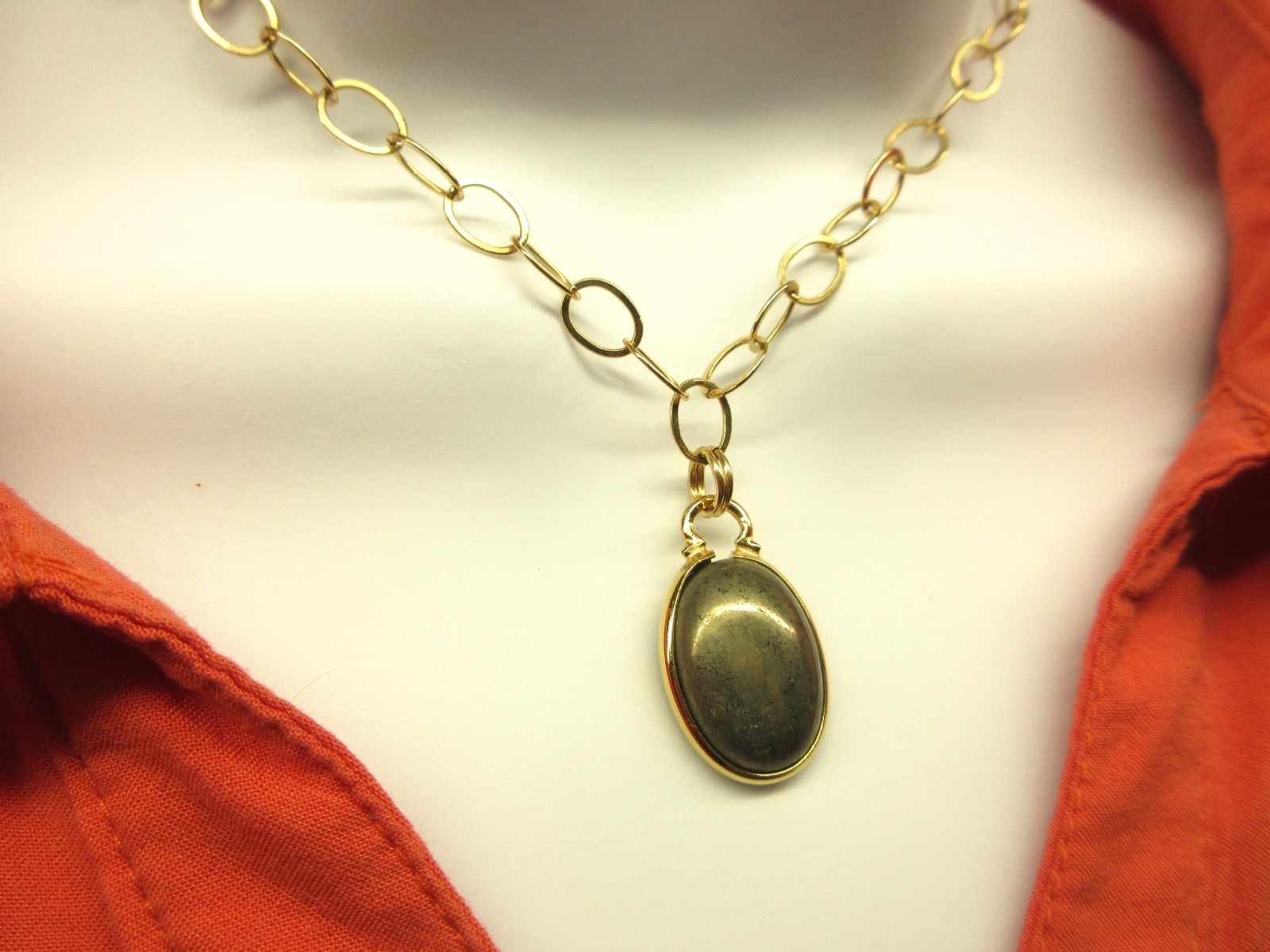 PYRITE “Fool’s Gold” NECKLACE – Genuine 14K Gold-filled Golden Bronze 17.57ct