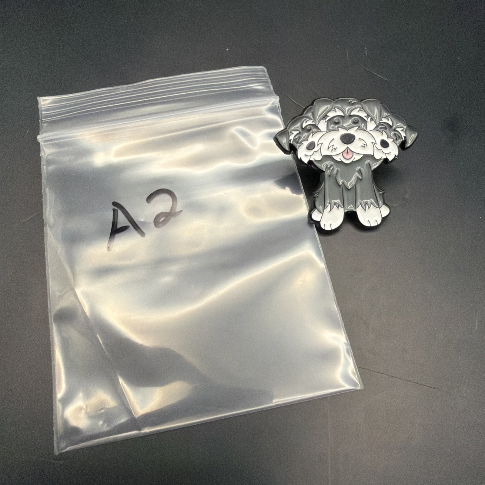 Three Headed Dog Enamel Pin Miniature Schnauzer Cerberus Fluffy