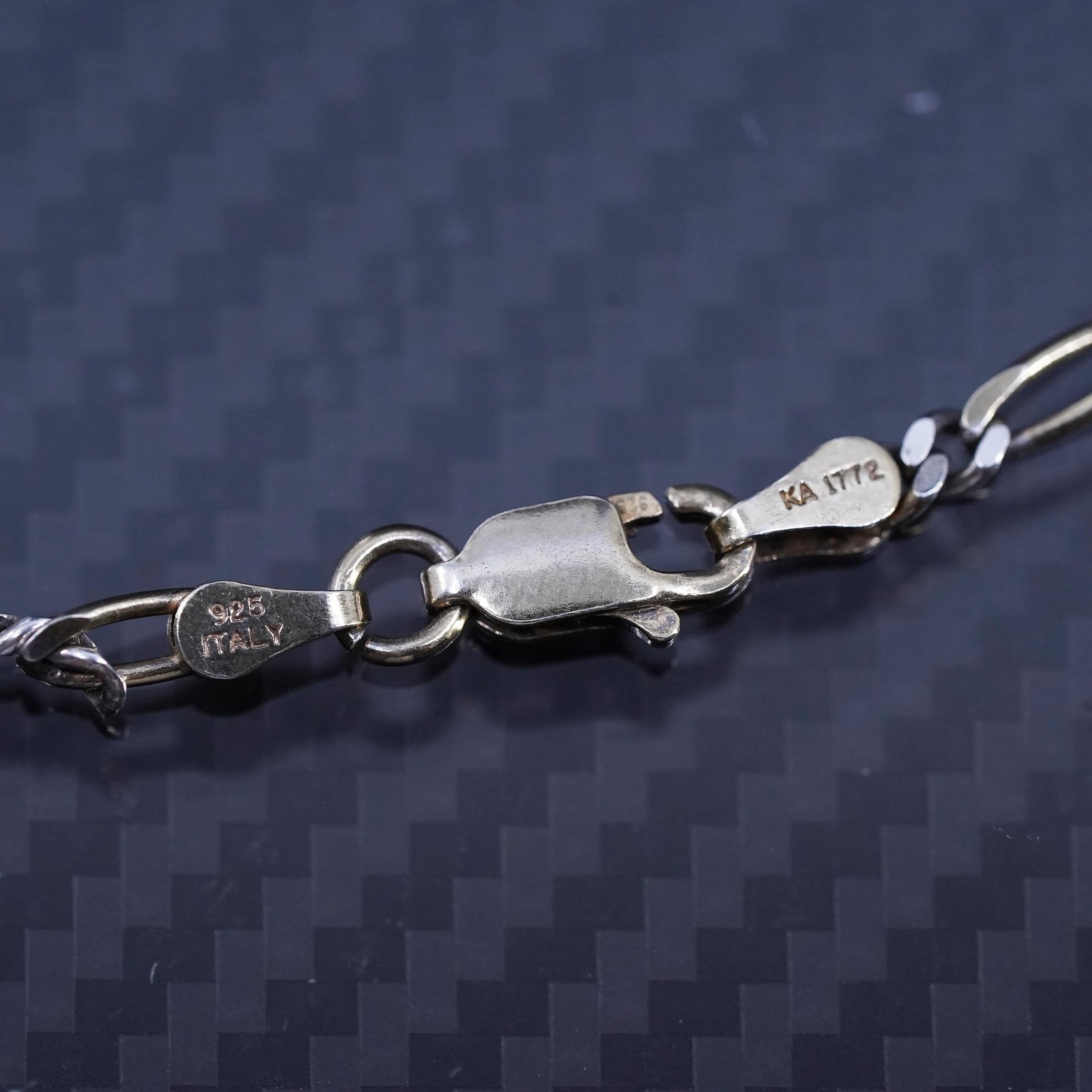 10” Italian KA1772 vermeil gold over sterling silver 925 flatten figaro anklet