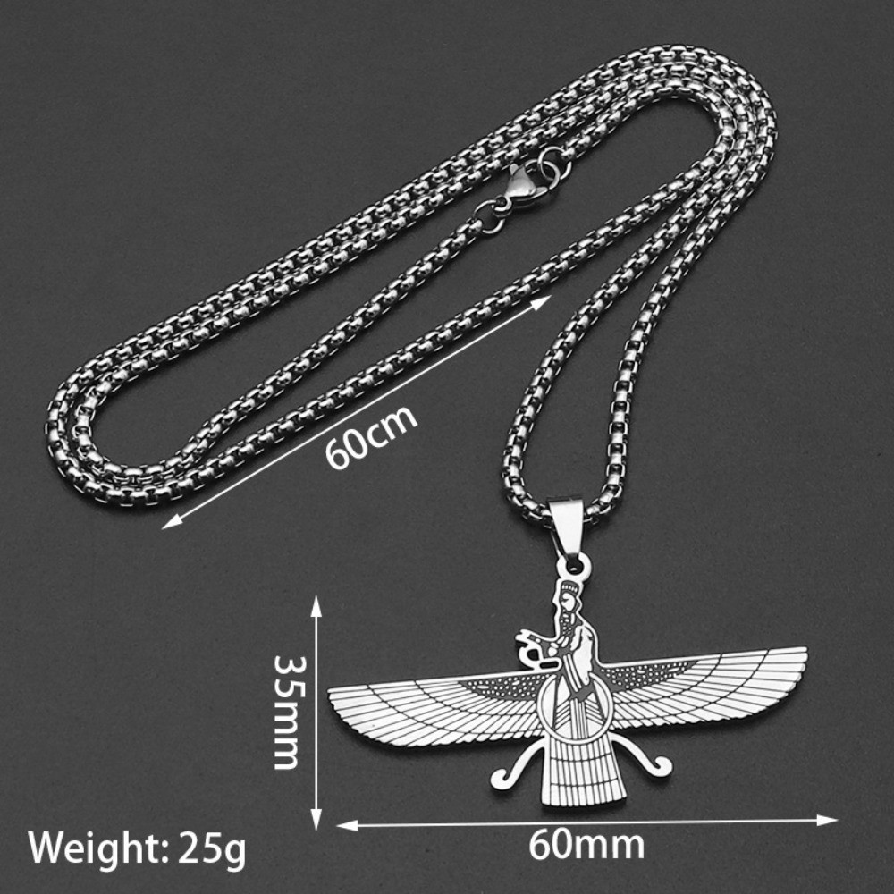 Hip-hop Stainless Steel Vintage Zoroastrian Wild Goose Pendant Necklace Men Gift