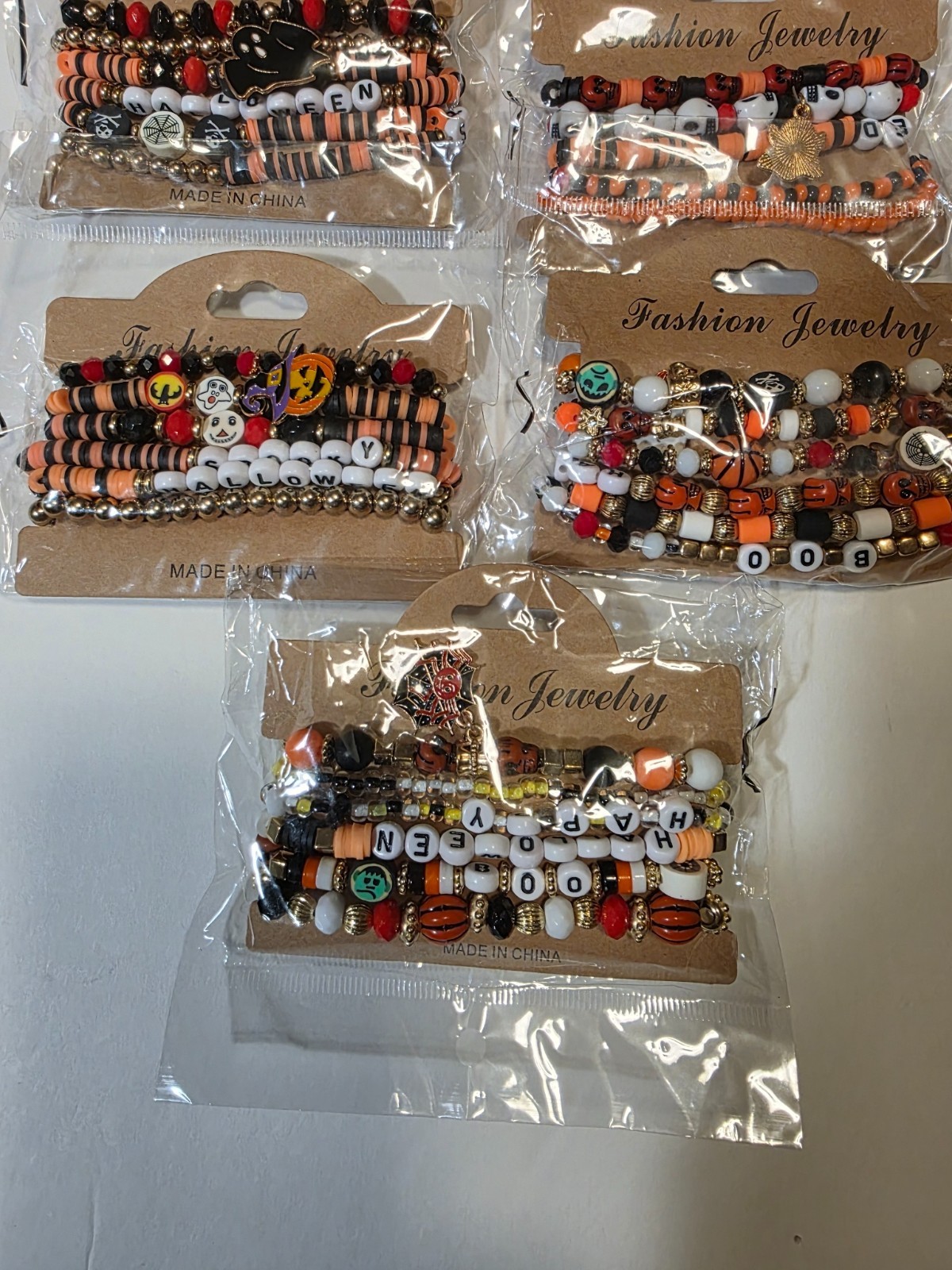 HALLOWEEN Assorted Beaded Bracelets with Halloween Charms