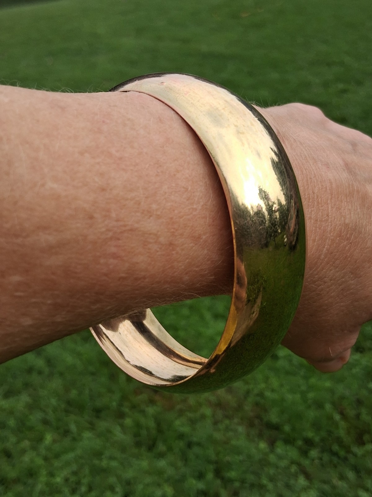 Vintage 70s Oversized Brass Statement Cuff Bracelet 3.5″ inner Forearm Cuff 39g