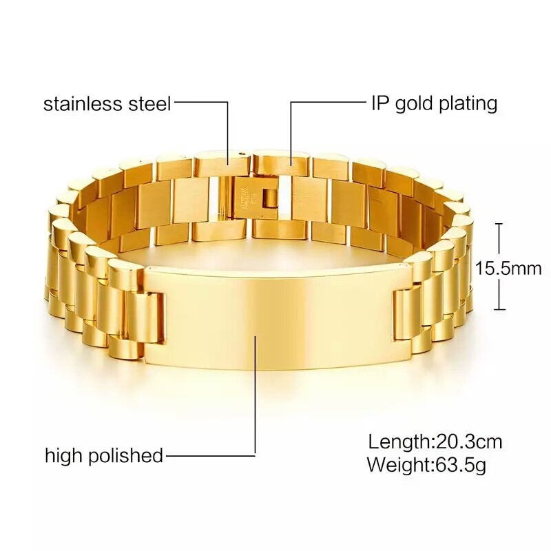 Any Name Mens Bracelet With Box Watch Band Custom Men Jewelry Personalized Gift