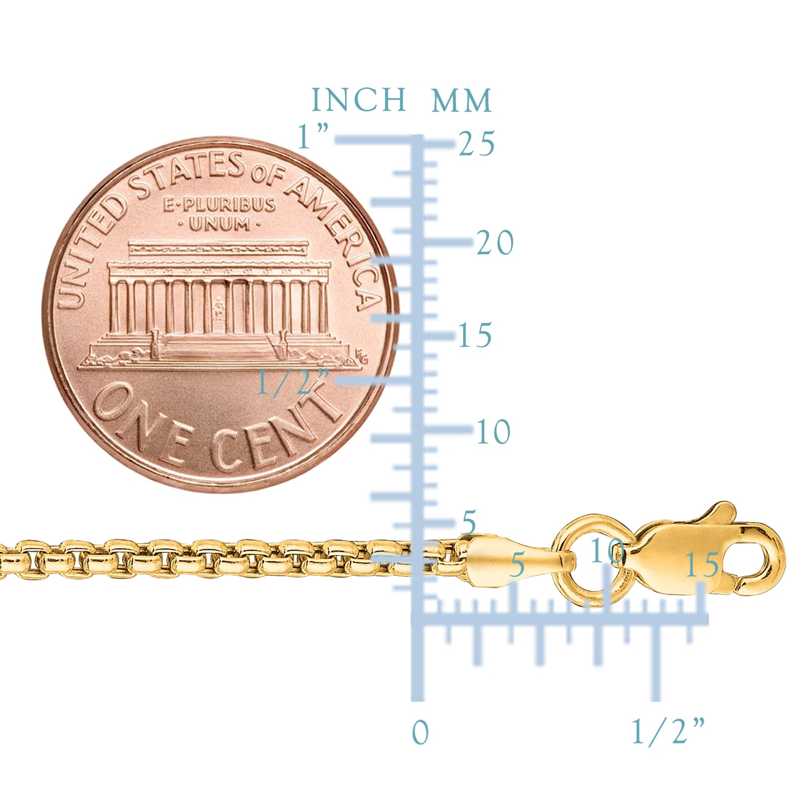 14k Yellow Real Gold Round Box Chain Necklace, 1.4mm, 18″