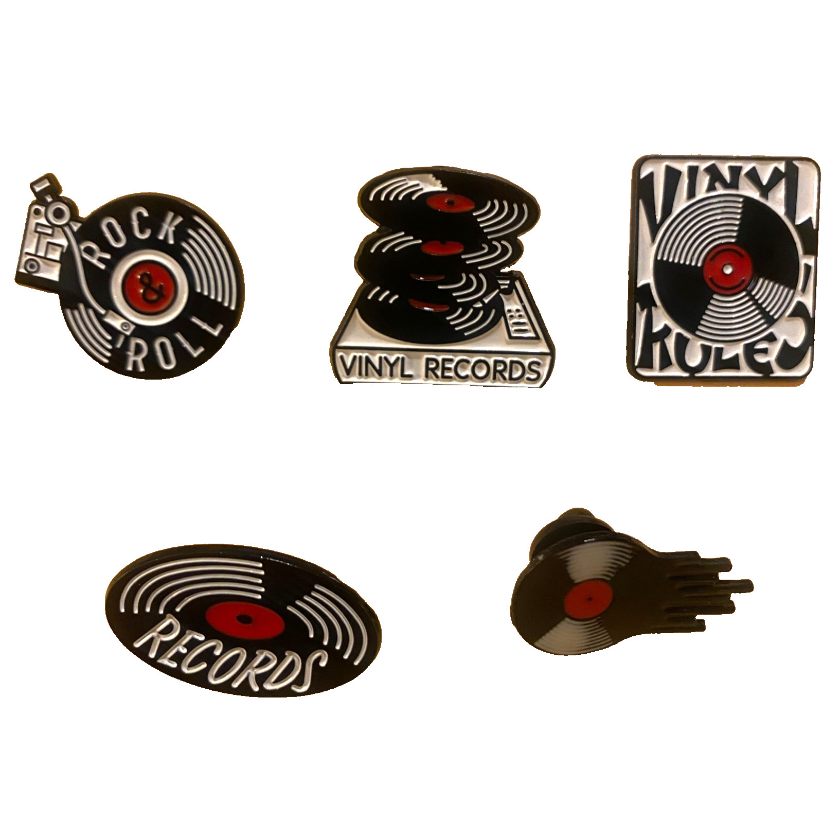 Vinyl Records Music Enamel Pins 5 count of pins