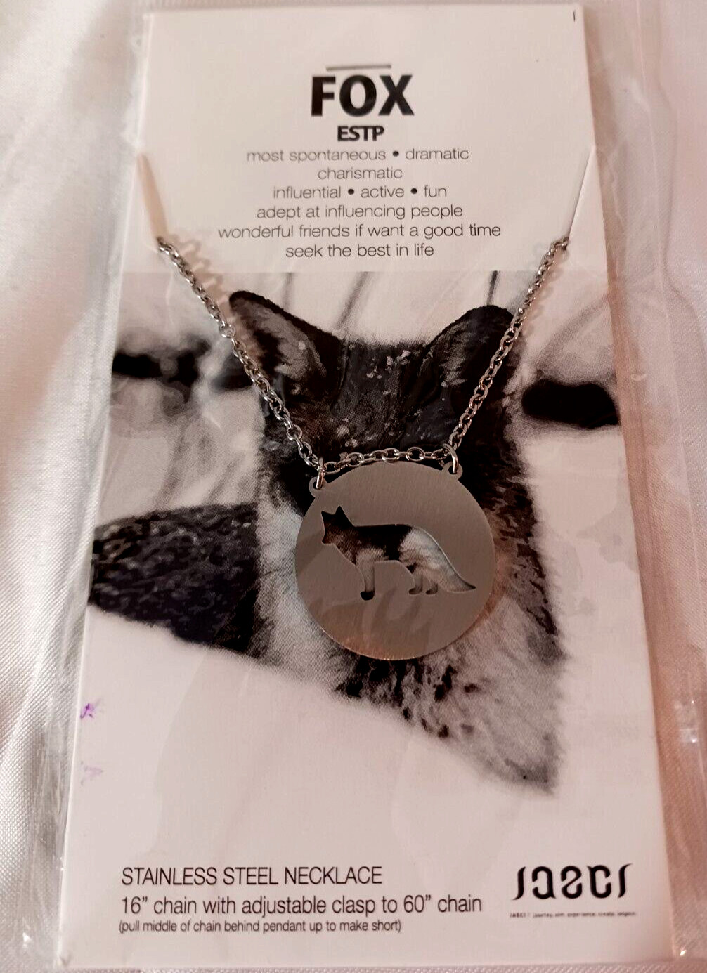 FOX SPIRIT ANIMAL STAINLESS STEEL NECKLACE (16”-60”)