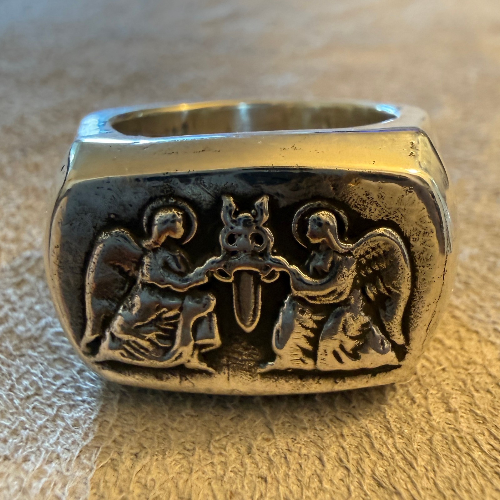 Chrome Hearts Big Pj Angel Silver Ring Size 9.75 *Pre Owned* RARE