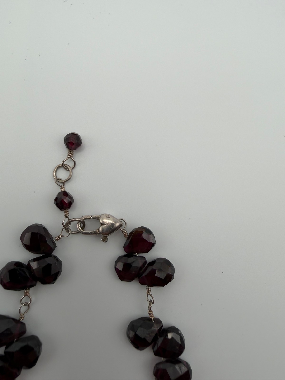 Estate Burgendy Red Glass Faceted Bead Necklace Bracelet Set Wire Wrapped