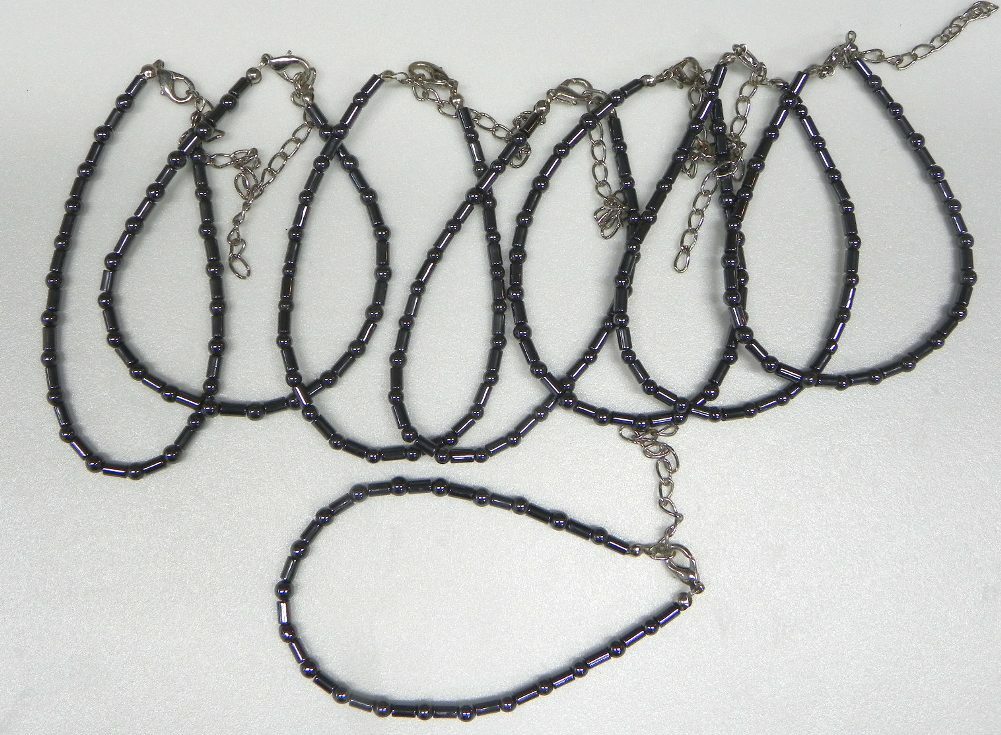 8 Hematite Anklets / Bracelets, 9-11 inches, Wholesale lot #5