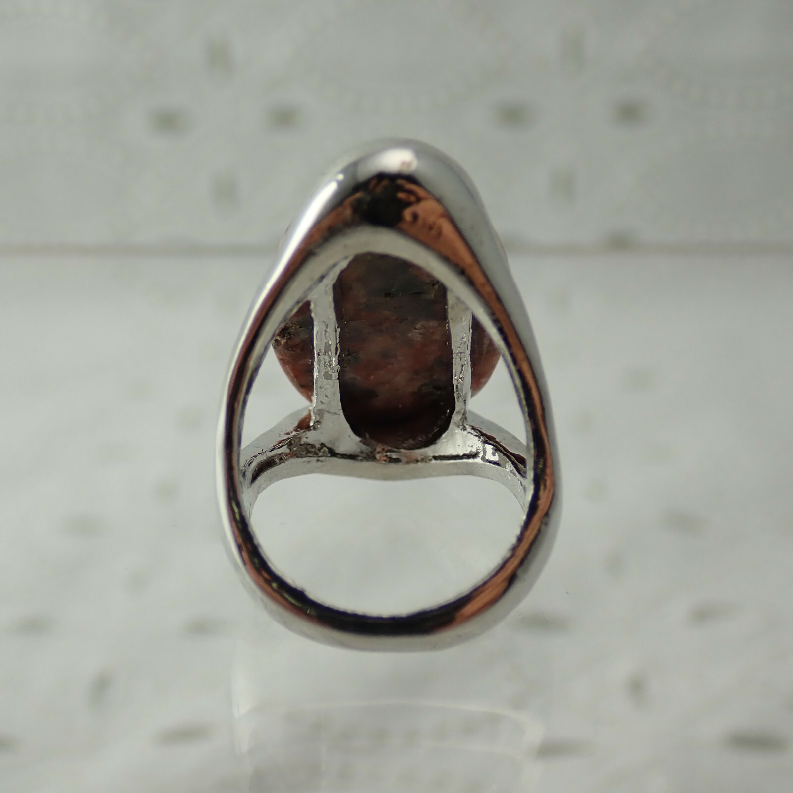 Fashion Pair Gold Silver Tone Genuine Brown Jasper Nephrite Size 5 Rings
