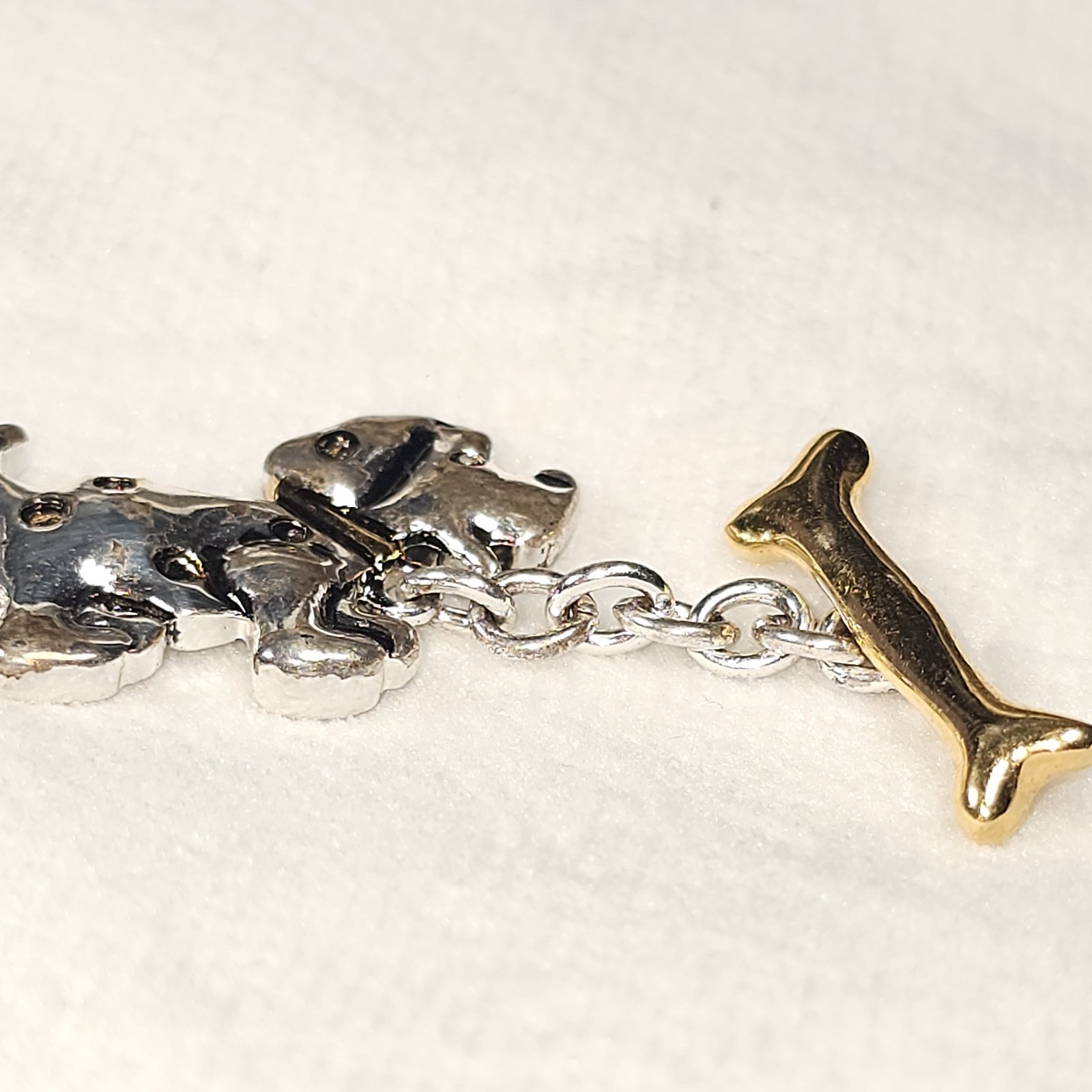 Premier Designs Silver Gold Two Tone Cat Dog Toggle Link Costume Bracelet 6.75″