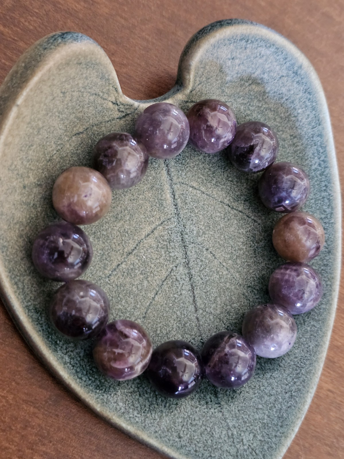 Dream Amethyst Crystal Beaded Stretch Bracelet – 16 mm Chunky & DARK Purple