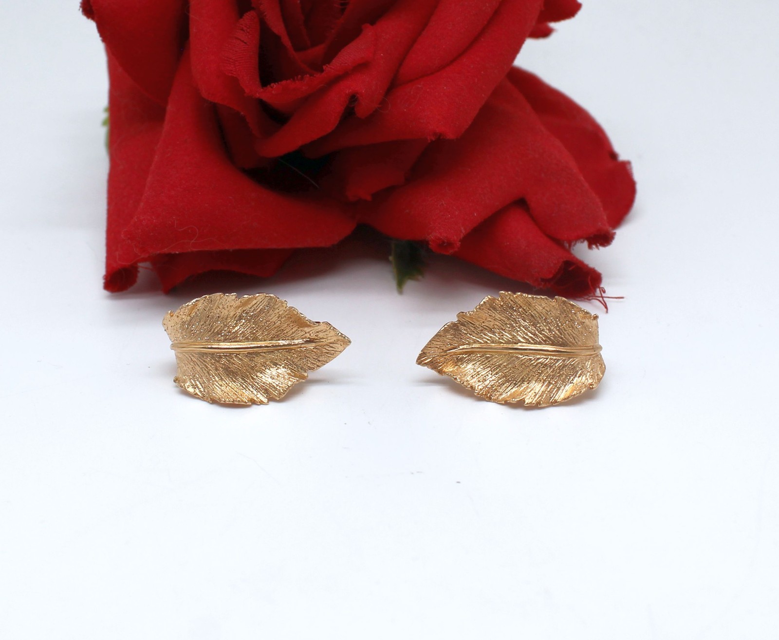 Sterling Silver Vermeil Leaf Dyadema Pierced Earrings 6.82g Cat RESCUE