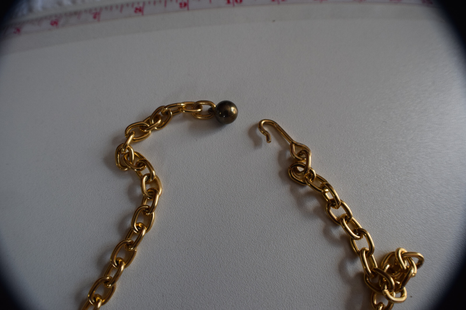 Amazing Gold Tone Long Necklace with Hook and ball Closure 32″