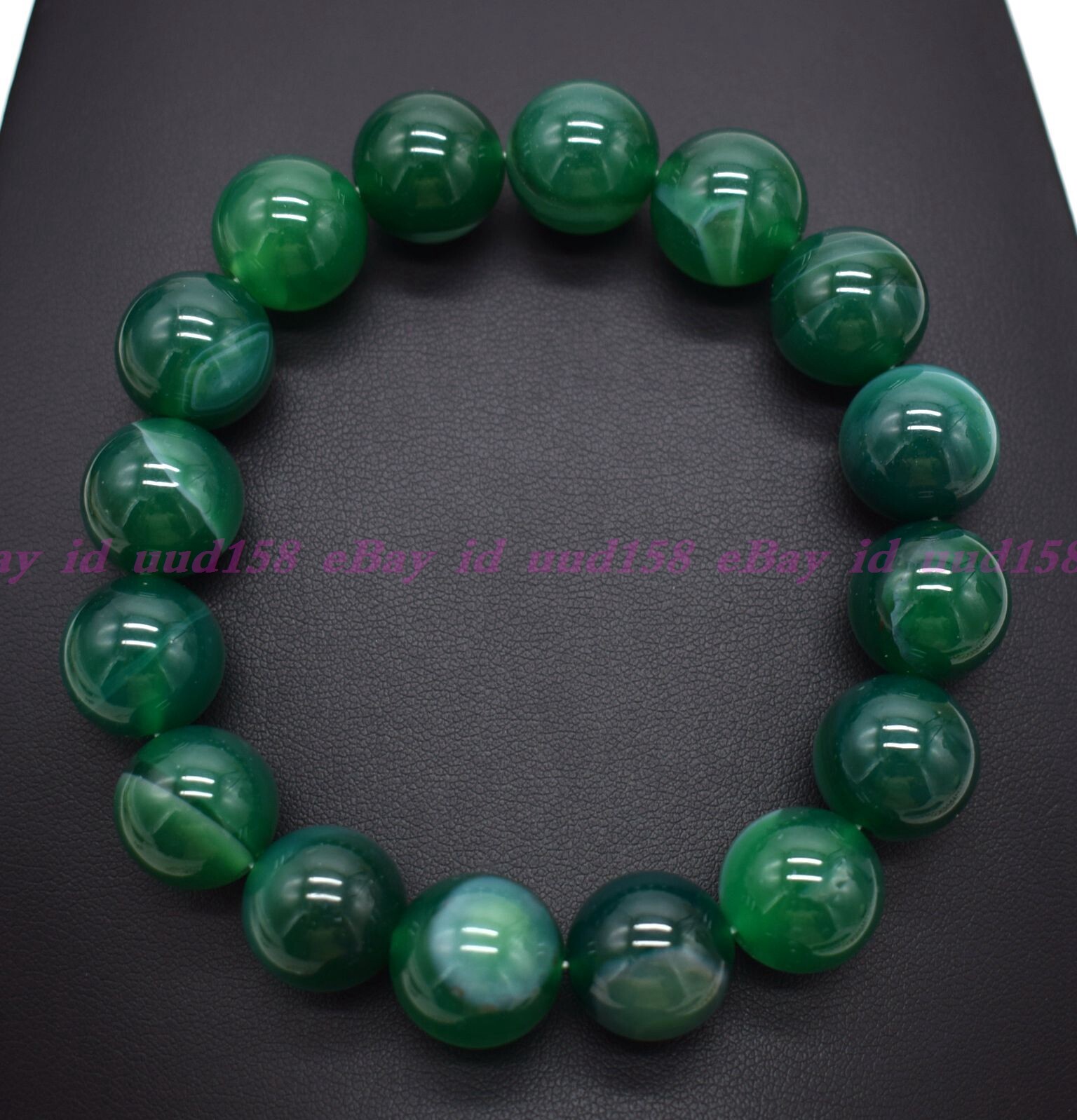 AAA BEAUTIFUL GREEN STRIPED AGATE ROUND GEMS BEADS BRACELET CATENARY 7.5″