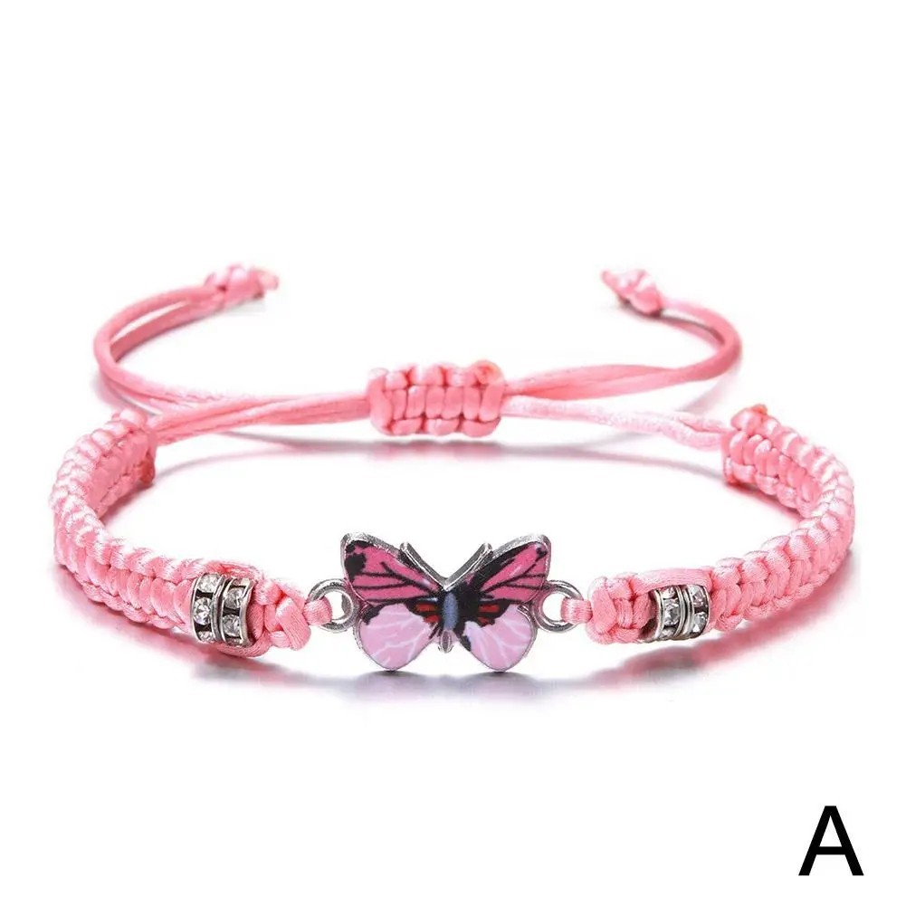 Fashion Handmade Purple Butterfly Flower Bracelet For Women Charm Sweet Animal