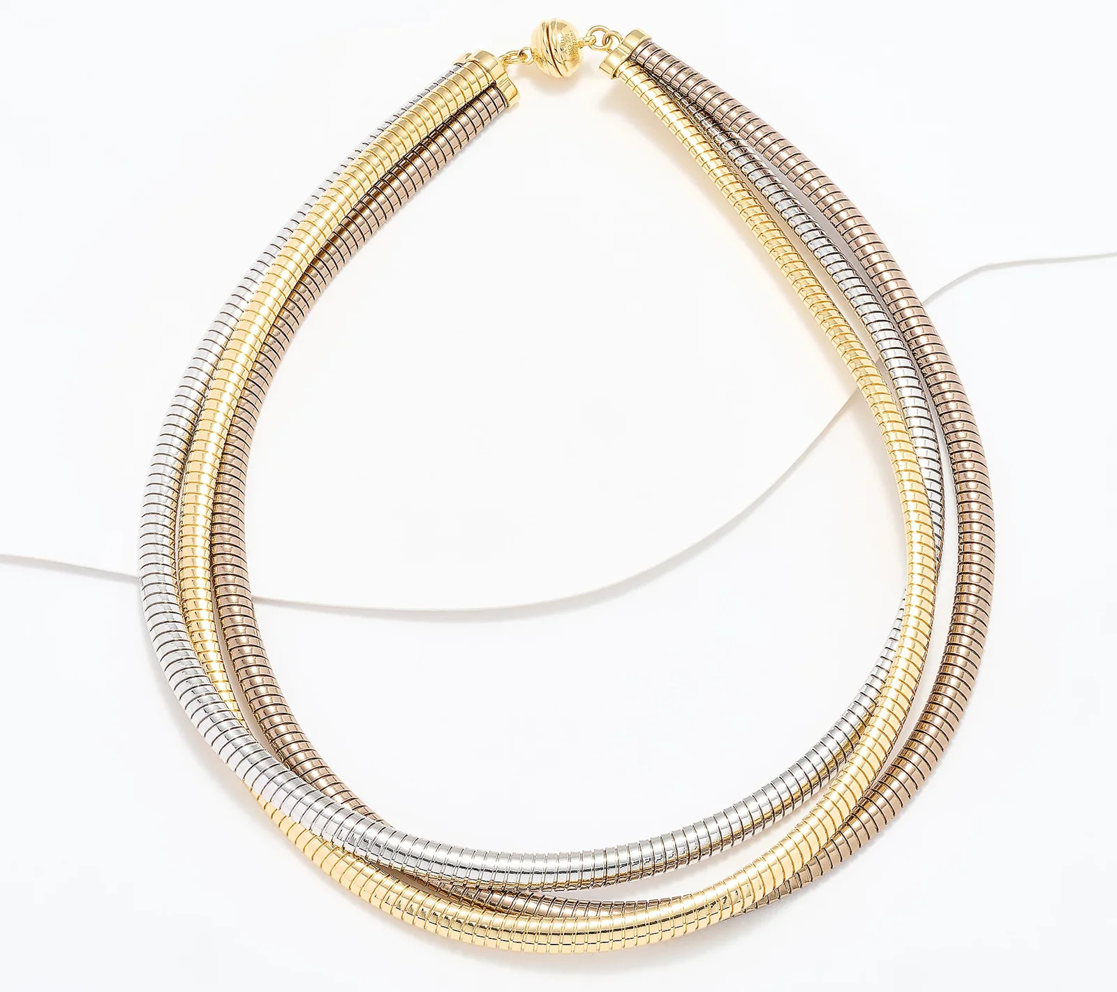 David Markstein Tri-Color Mocha Bronze Three Strand Magnetic Tubogas Necklace