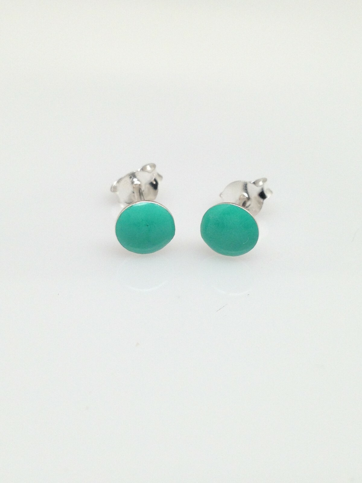 925 Sterling Silver Round Turquoise Stud Earrings 5.8mm