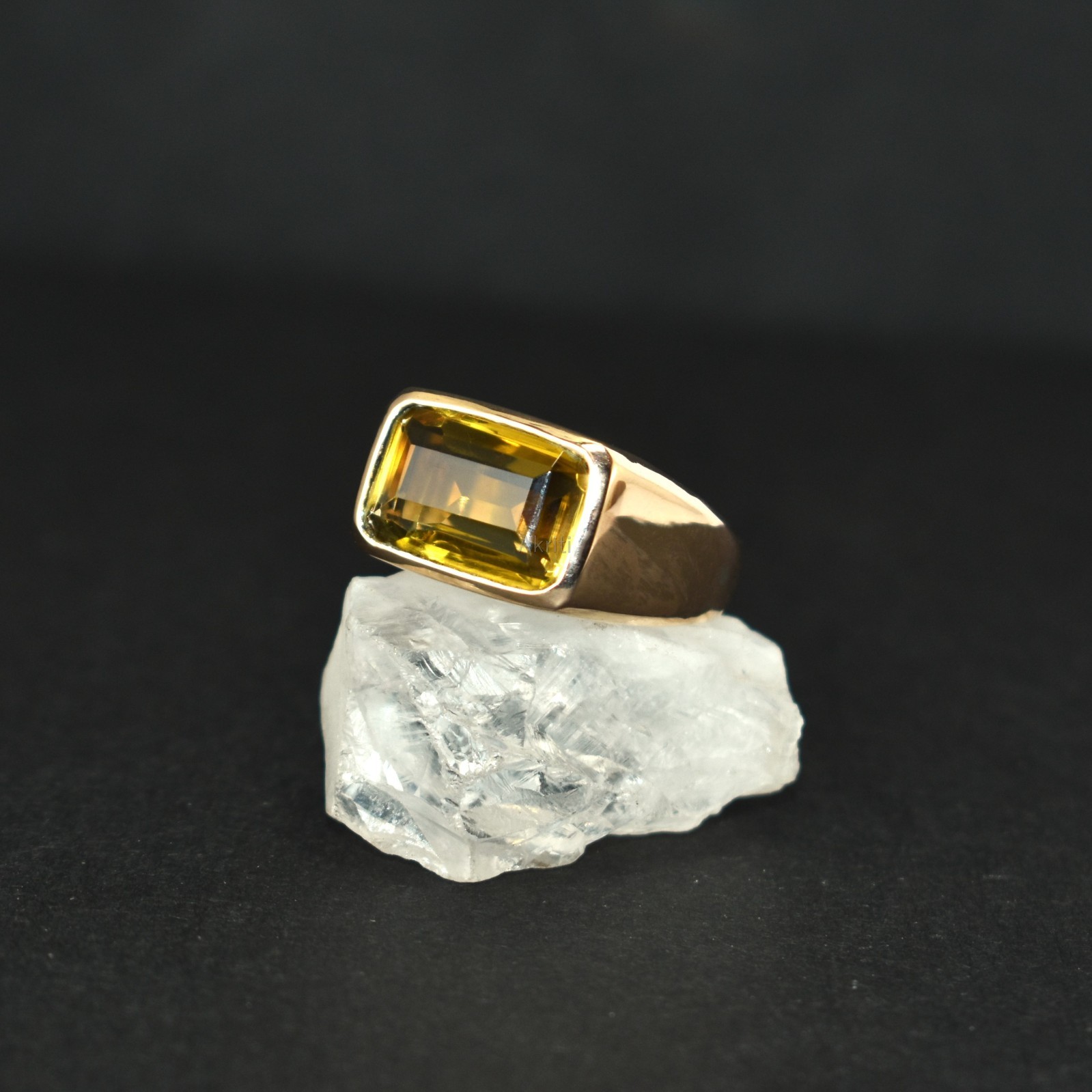 Healing Citrine 100% Copper Handmade Signet Men’s Ring Bold Style Jewelry
