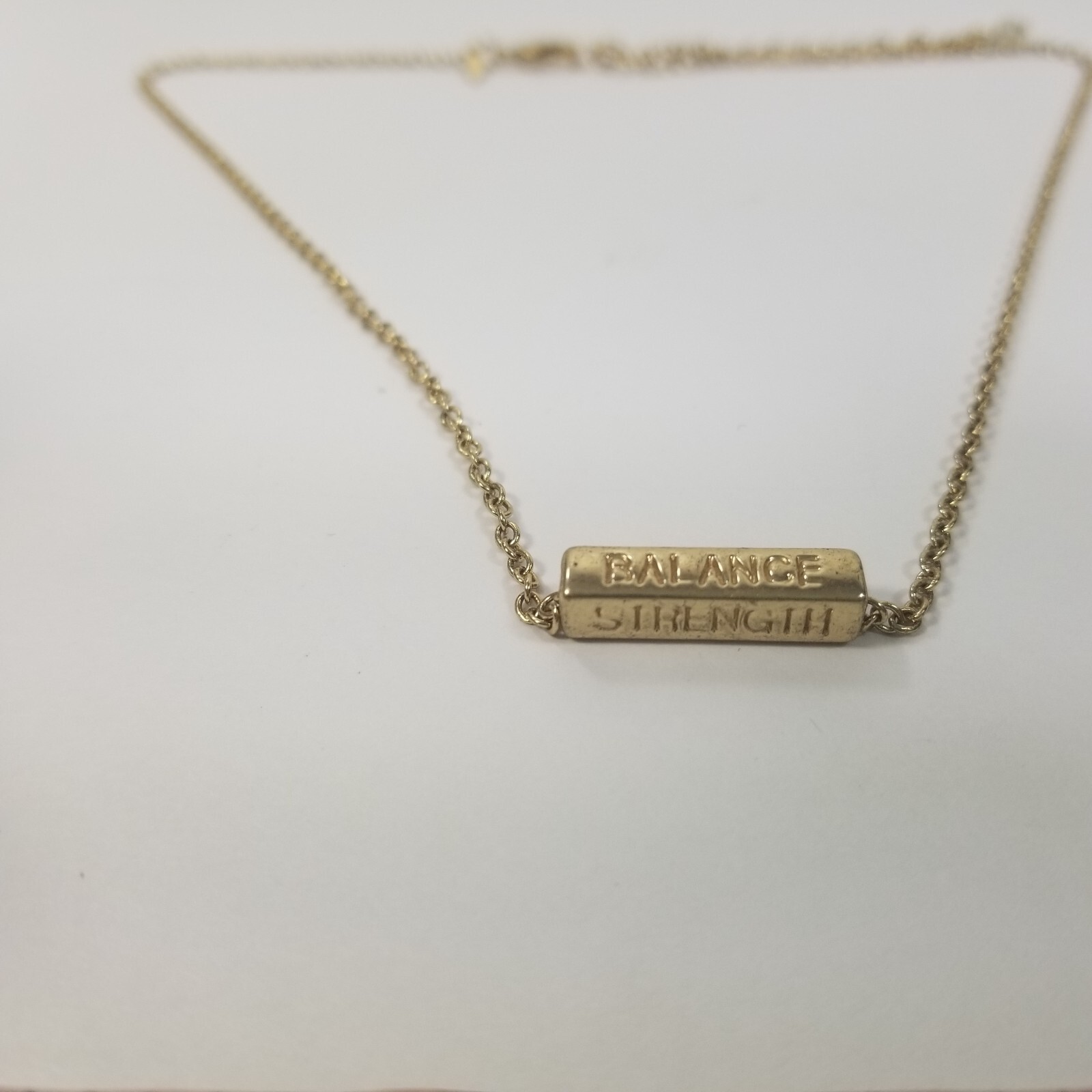 HEAL BALANCE STRENGTH RENEWAL Necklace – Inspirational Gold Tone NRQ