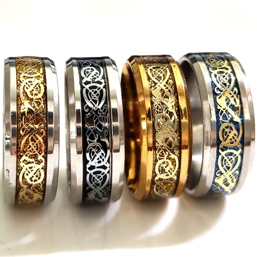 Bulk lots 50pcs Mix lot of Stainless Steel Dragon Ring Comfort-fit Men Jewelry
