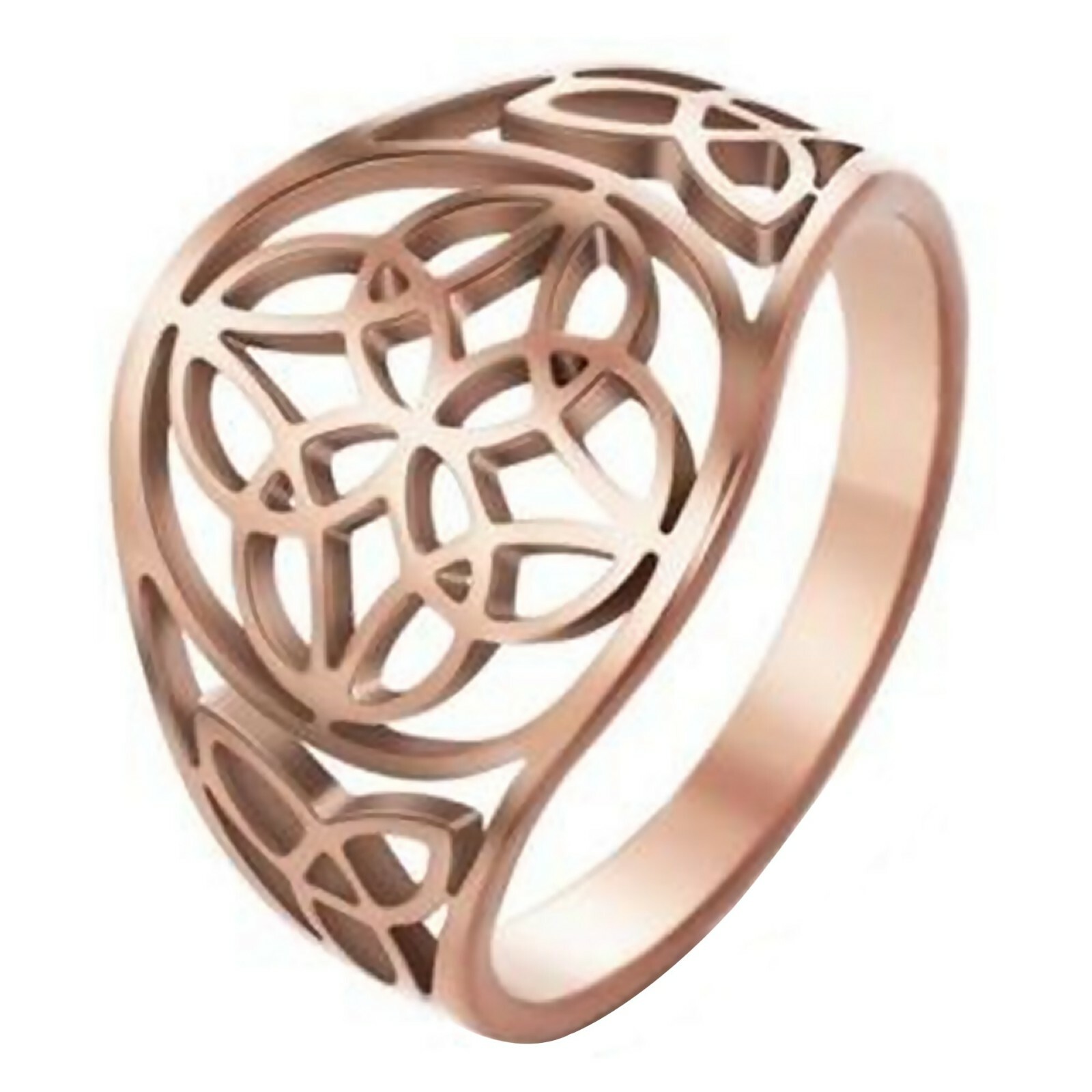Rose Gold Celtic Circle Knot Ring Stainless Steel Trinity Star Band Sizes 6.5-10