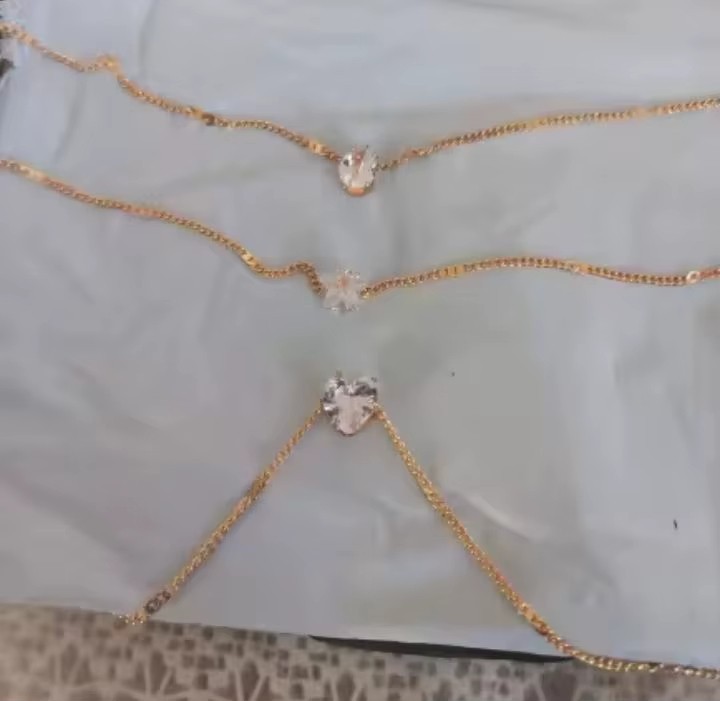 3 Layer Gold Chain Necklace Crystal Heart Star Teardrop Dainty Boho Beach Choker